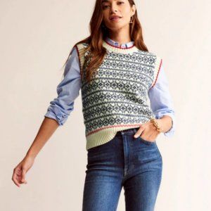 New Boden Chunky Fair Isle Tank (Warm Ivory)